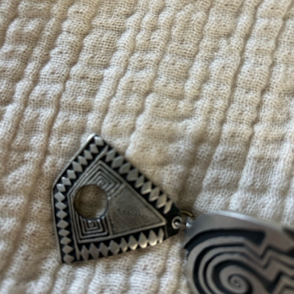 Alice Seely VTG Y2K Lead Free Pewter Tribal Link Bracelet Toggle Clasp Signed - Picture 7 of 12